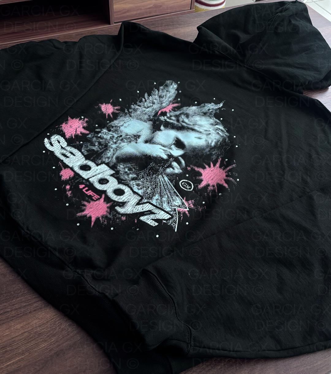 HOODIE PINK ANGEL CRYSTALS