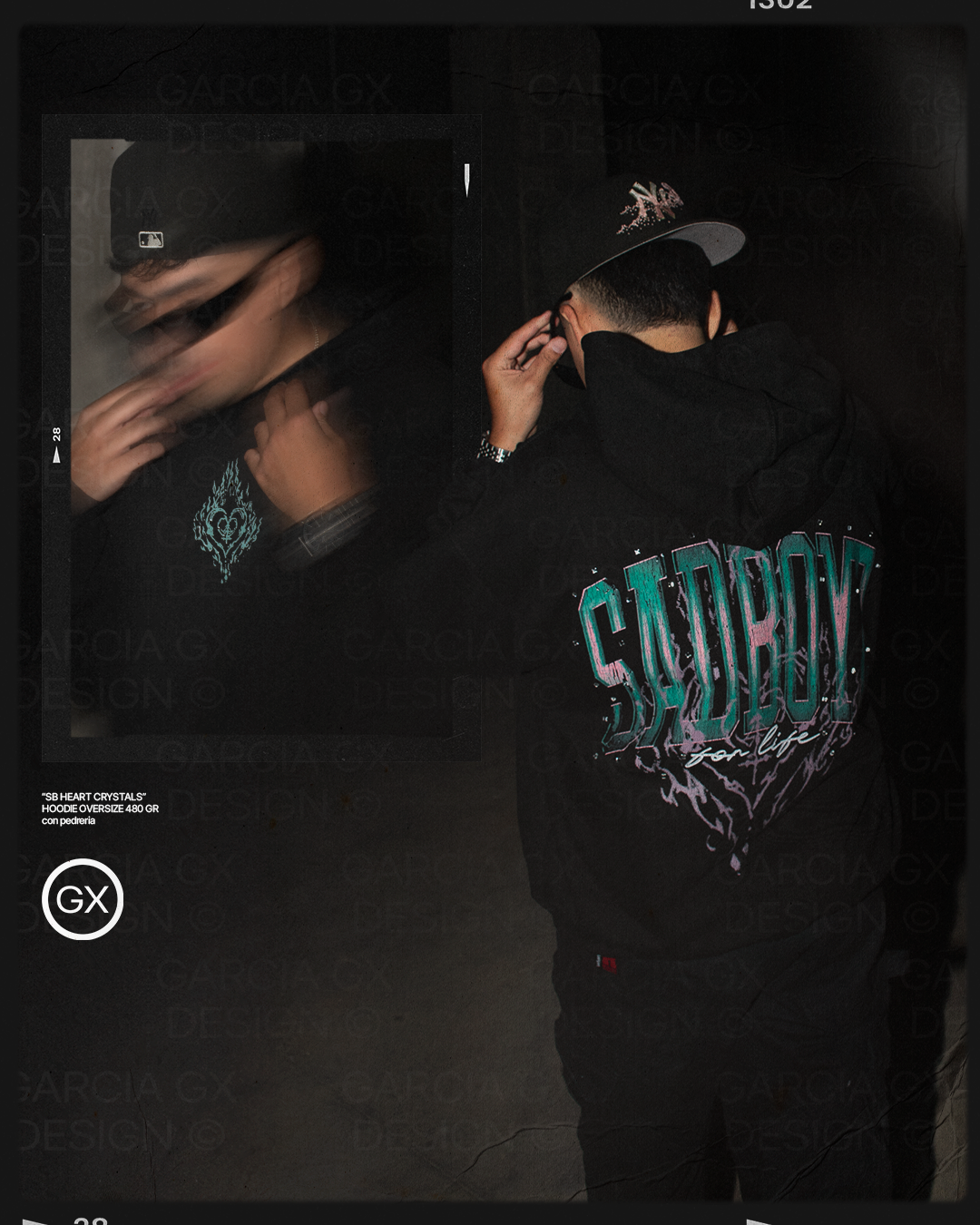 HOODIE  SB HEART CRYSTALS